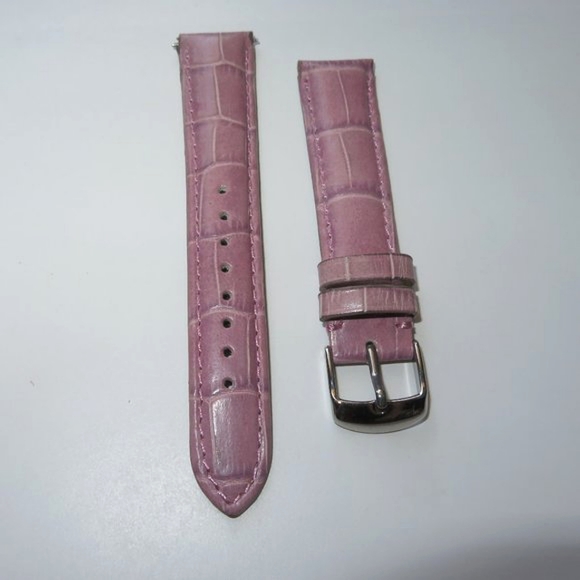 18mm Croc Embossed Mauve Pink Leather Watch Strap Replacement Band - Picture 4 of 12